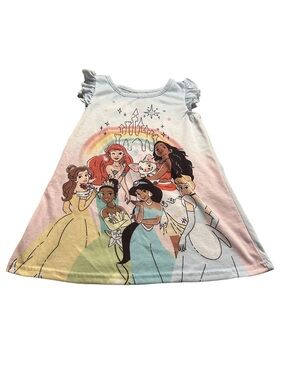 Disney Pastel Rainbow Princess Nightgown in Soft Pink, Blue, Yellow Size 3T